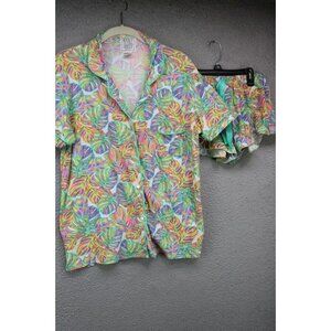 Mentally Exhausted Pajama Set-Shorts-Ruffle-Medium-Colorful